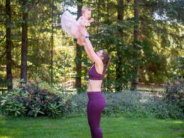 tossing a baby in the air